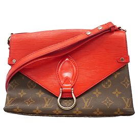 Louis Vuitton Monogram Saint Michel Shoulder Bag Brown Red
