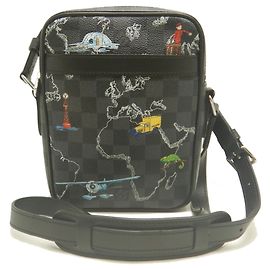 Bolsa de Ombro Louis Vuitton Damier Graphite Map Danube PM NM Preto