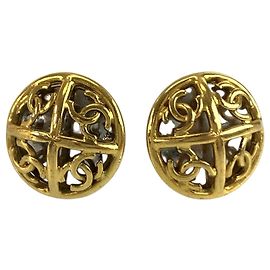 Brincos de pressão Chanel Vintage Coco Mark banhados a ouro Dourado