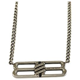 Balenciaga BB Icon Silver Plated Necklace Silvery