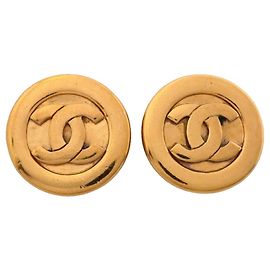 Chanel Gold Plated Clip Earrings Golden