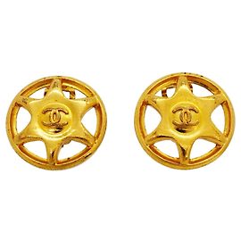 Chanel Gold Plated Clip Earrings Golden
