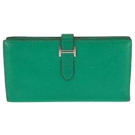 Hermès Hermes Bearn Soufflé Mint Green Long Wallet Other Green
