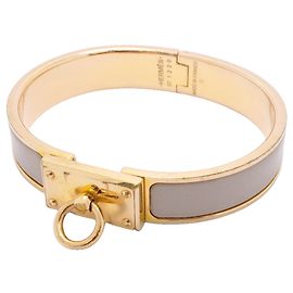 Hermès Hermes Bangle Clic Anaud GP Plated Gold Greige Golden Grey