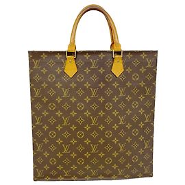 Louis Vuitton Monogram Sac Plat Tote Bag Brown