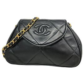 Sac à épaule Chanel en agneau noir Noir