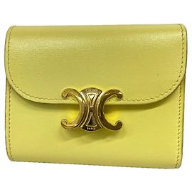 Céline Celine Triomphe Leder Tri-fold Geldbörse Gelb