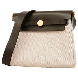 Hermès Bolso de hombro Hermes Herbag Zip Mini Castaño Beige