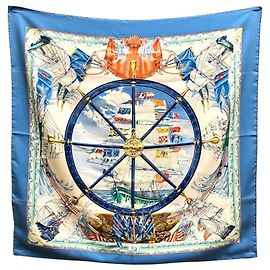 Hermès Lenço Hermes Carre 90: VIVE LE VENT Azul