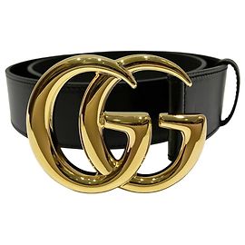 Cintura Gucci GG Marmont in pelle e lega Nero D'oro