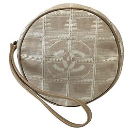 Pochette Chanel Beige en Cuir et Toile Beige