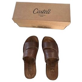 Autre Marque Castell Brown Leather Flat Sandals Brown