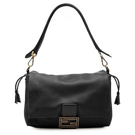 Borsa a tracolla Fendi Mamma Bucket Medium FF Logo Nero D'oro