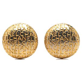 Orecchini a clip rotondi Chanel Vintage Logo D'oro