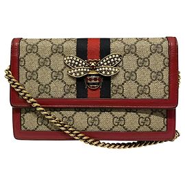 Borsa a tracolla Gucci Queen Margaret Bee Rosso Beige