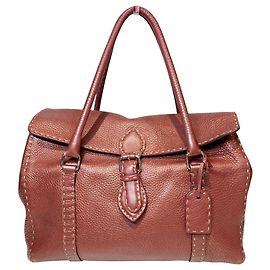 Fendi Selleria Linda Leather Handbag Red