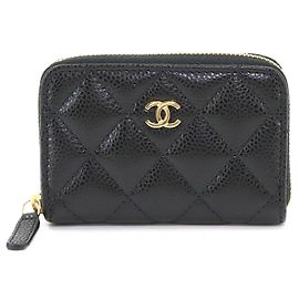 Portamonete con zip Chanel Matelassé Classic Nero