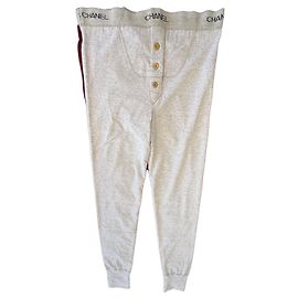 Leggings Chanel de mezcla de algodón con logo en cintura Beige