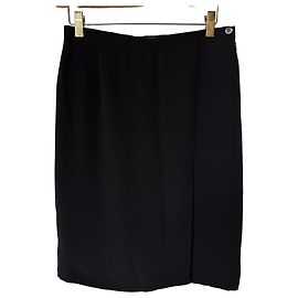 Giorgio Armani Falda Recta Negra de Seda Negro
