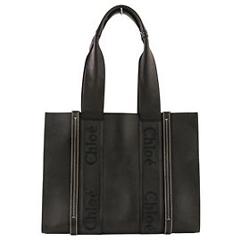Borsa Tote Chloé Woody Leather Nero