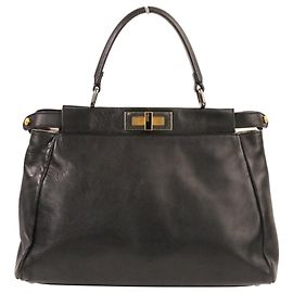 Sac à épaule en cuir Fendi Peekaboo Medium 2-Way Noir