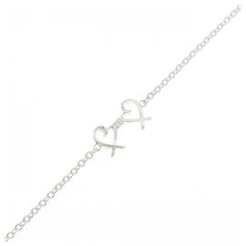 Autre Marque Bracelet Tiffany Double Loving Heart Argenté