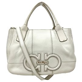 Bolso de hombro de cuero usado Salvatore Ferragamo Blanco