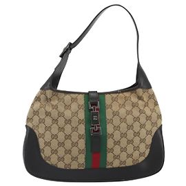 Gucci Web Jackie O Hobo GG Canvas Medium Beige