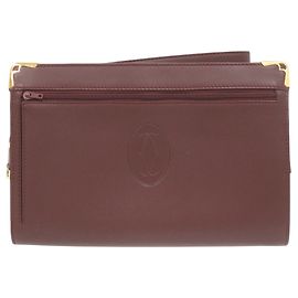 Bolso de mano Cartier Must de cuero Bordeaux Burdeos