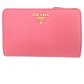 Cartera bi-fold Prada de piel Saffiano rosa Rosa