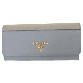 Portafoglio lungo Prada in pelle Saffiano Marrone Blu