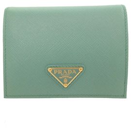 Cartera Prada 1MV204 de piel Saffiano verde, plegable Verde