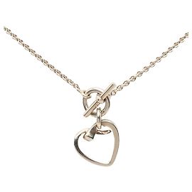 Hermès Hermes Clou de Forge Herz-Anhänger Kette Silber