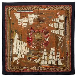 Hermès Hermes Carre 90 Henry F. Smith SAILOR 1880 Scarf Marrone Multicolore