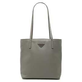 Sac cabas Prada avec plaque logo triangle Marron