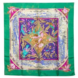 Hermès Foulard Hermes Carre 90 Tropiques Tropical Multicolore Verde