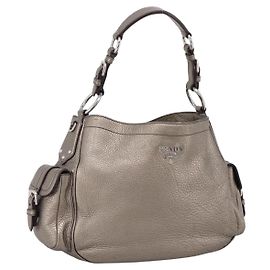 Sac à épaule PRADA en cuir argenté BR3353 Auth am12759V Argenté