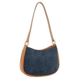 Céline Borsa a mano CELINE C Macadam Suede Blue Gold Tone Auth ka6473A Blu Altro