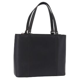 BURBERRY Hand Bag Leather Black Silver Auth 206782A Black Silvery