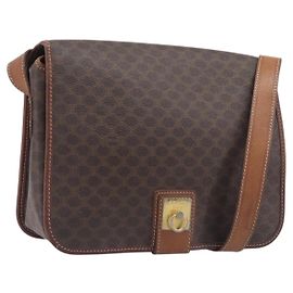 Céline Sac à épaule CELINE Macadam Canvas PVC Leather Brown Gold Auth 207469 Marron Doré
