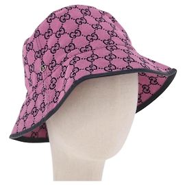 GUCCI GG Canvas Bucket Hat Pink Silver 656573 Auth BA16212V Silvery Pink