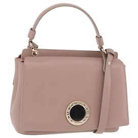 Bulgari Bolsa BVLGARI Duet em couro 2way Beige Gold Auth hk4163A Bege Dourado