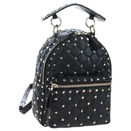 Sac à dos Valentino Rock Studs en cuir noir et or authentique 206755V Noir Doré