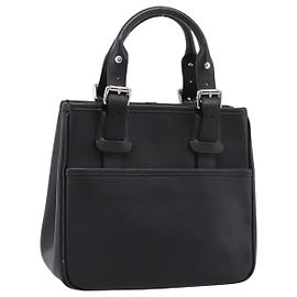 Bolsa de mão BURBERRY em couro preto e prata Auth am12688V Preto Prata