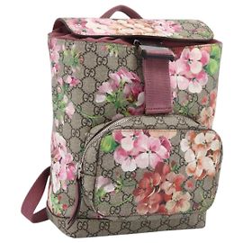 GUCCI GG Blooms Rucksack PVC Leather Beige Silver 410544 Auth ka6474A Silber Beige