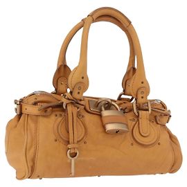 Chloé Bolsa de mão Chloe Paddington em couro marrom ouro prata Auth am12746V Marrom Prata Dourado