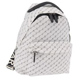 Stella Mc Cartney Mochila Stella McCartney Nylon White Black Auth BA16177 Negro Blanco