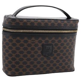 Céline CELINE Macadam Vanity Cosmetic Pouch PVC Black Gold Tone Auth LN055V Nero Altro