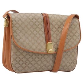 Céline CELINE Macadam Canvas Shoulder Bag PVC Beige Gold Auth 206728 Beige Golden