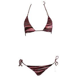 Missoni, Bikini a righe multicolore rosa e marrone Marrone Rosa